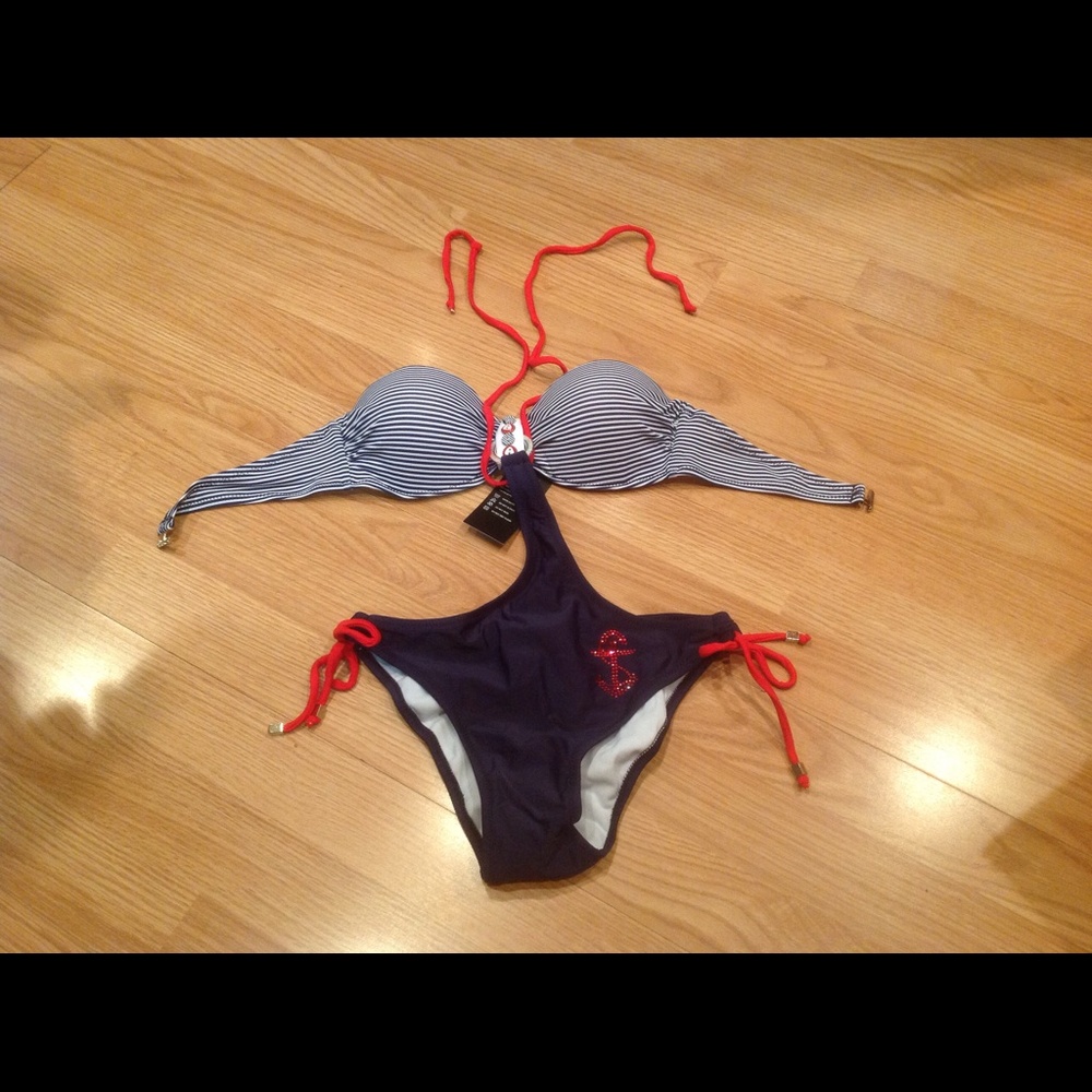 Nautical one piece bathing suit Sz S